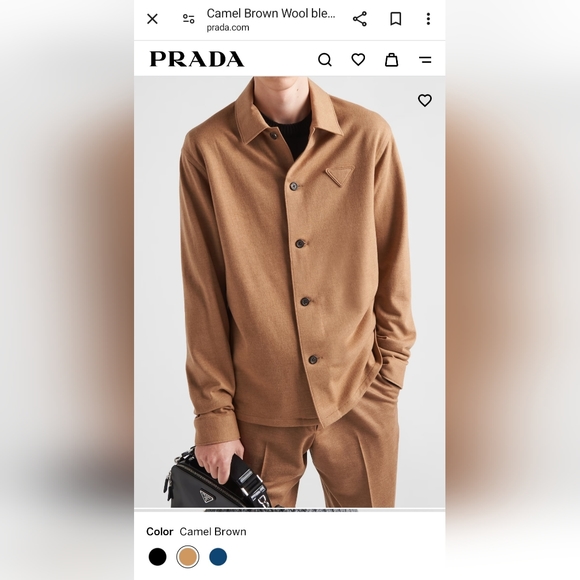 Prada Cashmere/Virgin wool button front shirt, size small, camel colour - Picture 1 of 9
